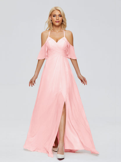 Taylor Off The Shoulder Split Chiffon Bridesmaid Dresses