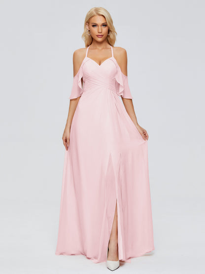 Taylor Off The Shoulder Split Chiffon Bridesmaid Dresses