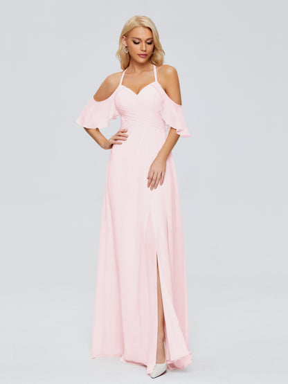 Taylor Off The Shoulder Split Chiffon Bridesmaid Dresses