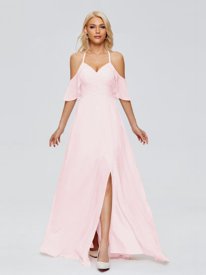 Taylor Off The Shoulder Split Chiffon Bridesmaid Dresses
