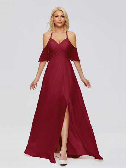 Taylor Off The Shoulder Split Chiffon Bridesmaid Dresses