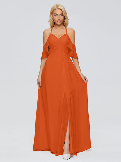 Taylor Off The Shoulder Split Chiffon Bridesmaid Dresses