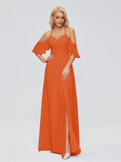 Taylor Off The Shoulder Split Chiffon Bridesmaid Dresses