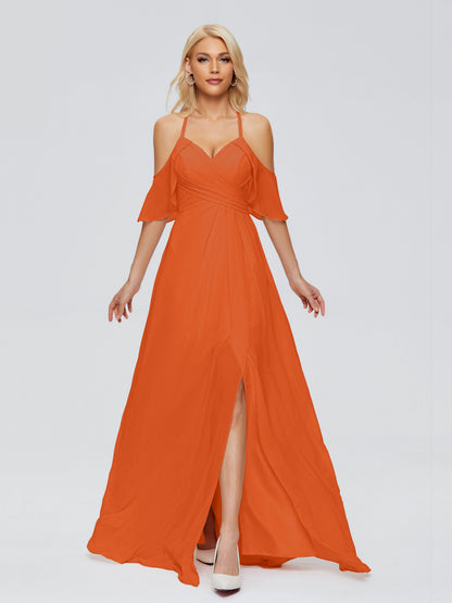 Taylor Off The Shoulder Split Chiffon Bridesmaid Dresses