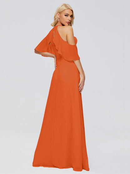 Taylor Off The Shoulder Split Chiffon Bridesmaid Dresses