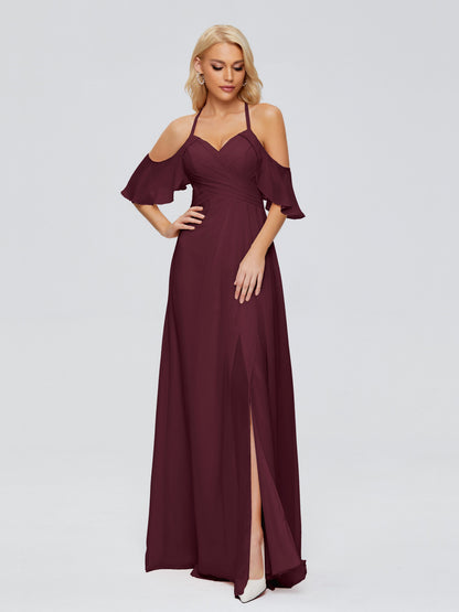 Taylor Off The Shoulder Split Chiffon Bridesmaid Dresses