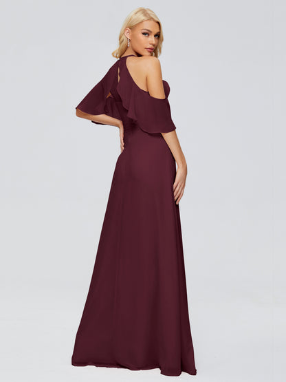 Taylor Off The Shoulder Split Chiffon Bridesmaid Dresses