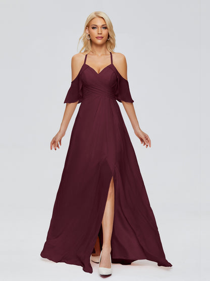 Taylor Off The Shoulder Split Chiffon Bridesmaid Dresses