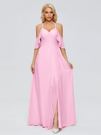 Taylor Off The Shoulder Split Chiffon Bridesmaid Dresses