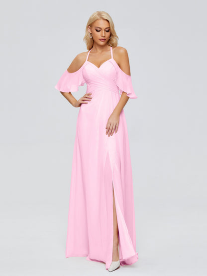 Taylor Off The Shoulder Split Chiffon Bridesmaid Dresses