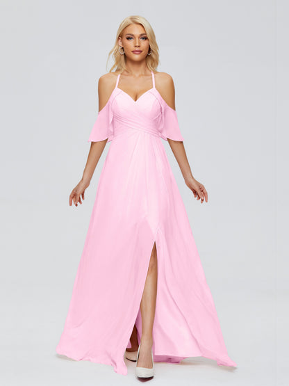 Taylor Off The Shoulder Split Chiffon Bridesmaid Dresses