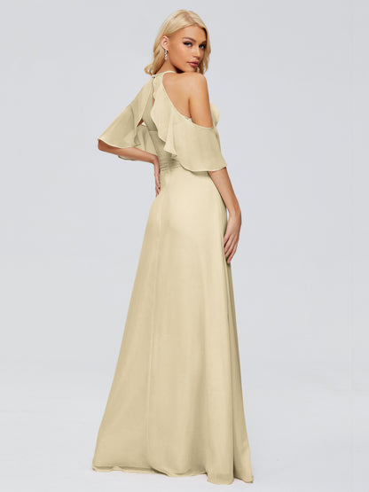 Taylor Off The Shoulder Split Chiffon Bridesmaid Dresses