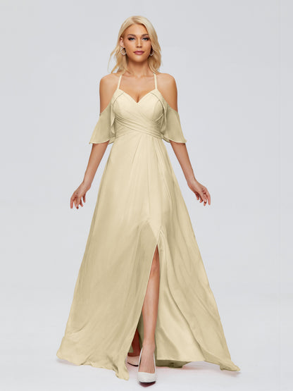 Taylor Off The Shoulder Split Chiffon Bridesmaid Dresses