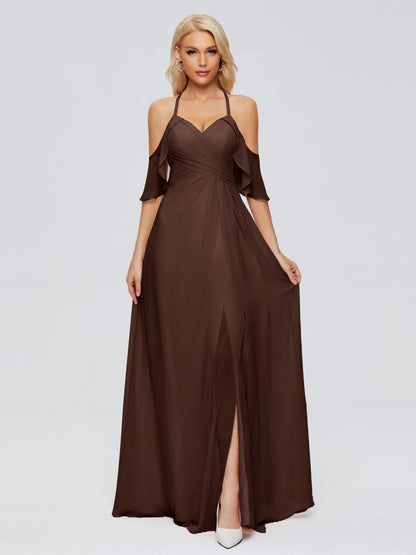 Taylor Off The Shoulder Split Chiffon Bridesmaid Dresses