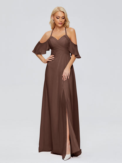 Taylor Off The Shoulder Split Chiffon Bridesmaid Dresses