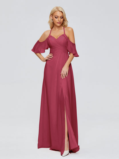 Taylor Off The Shoulder Split Chiffon Bridesmaid Dresses