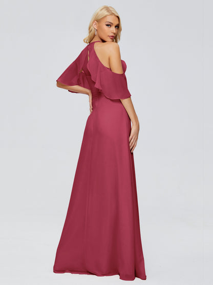 Taylor Off The Shoulder Split Chiffon Bridesmaid Dresses