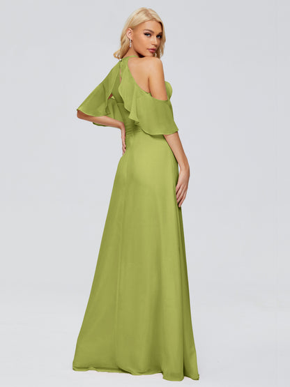 Taylor Off The Shoulder Split Chiffon Bridesmaid Dresses