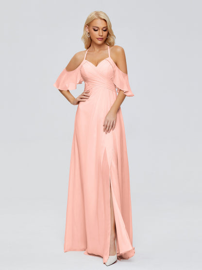 Taylor Off The Shoulder Split Chiffon Bridesmaid Dresses