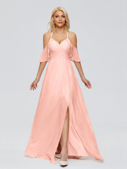Taylor Off The Shoulder Split Chiffon Bridesmaid Dresses