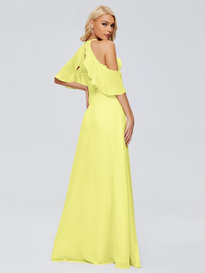 Taylor Off The Shoulder Split Chiffon Bridesmaid Dresses