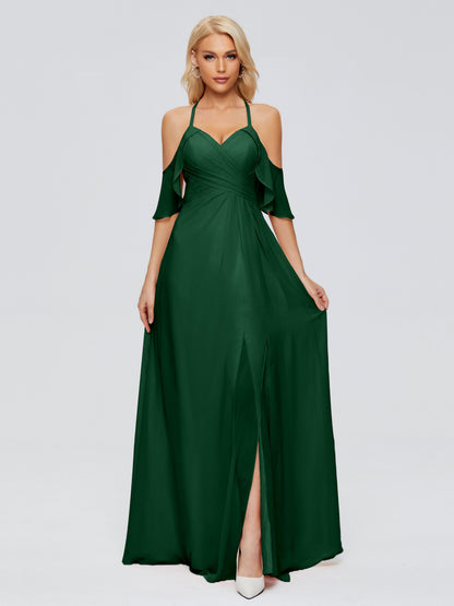 Taylor Off The Shoulder Split Chiffon Bridesmaid Dresses
