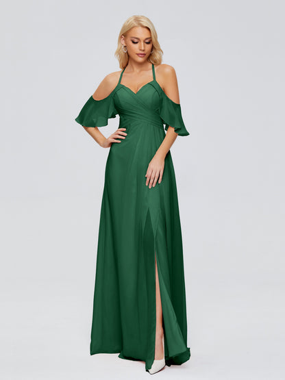 Taylor Off The Shoulder Split Chiffon Bridesmaid Dresses