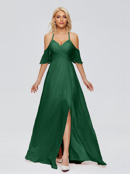 Taylor Off The Shoulder Split Chiffon Bridesmaid Dresses