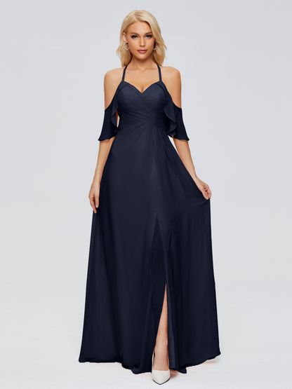 Taylor Off The Shoulder Split Chiffon Bridesmaid Dresses