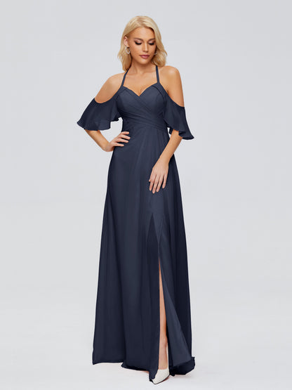 Taylor Off The Shoulder Split Chiffon Bridesmaid Dresses