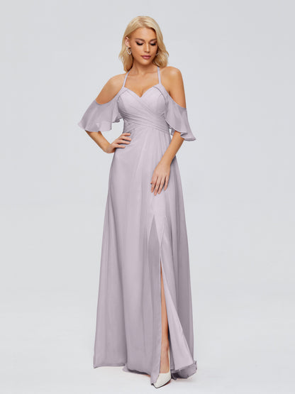 Taylor Off The Shoulder Split Chiffon Bridesmaid Dresses
