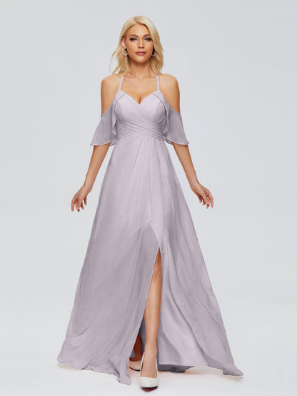 Taylor Off The Shoulder Split Chiffon Bridesmaid Dresses
