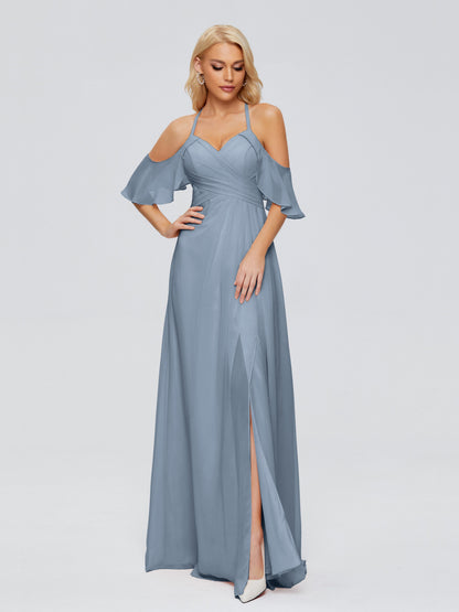 Taylor Off The Shoulder Split Chiffon Bridesmaid Dresses