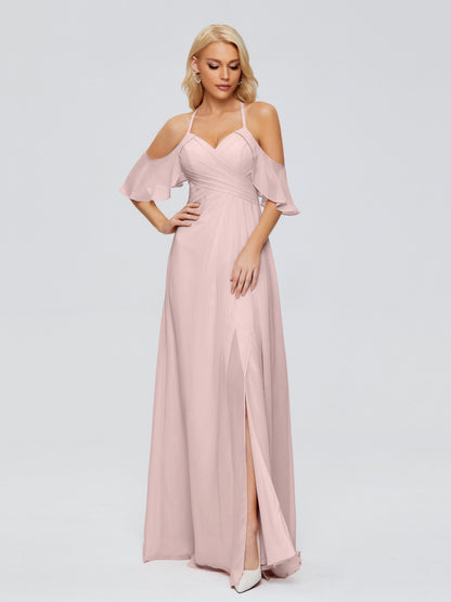 Taylor Off The Shoulder Split Chiffon Bridesmaid Dresses