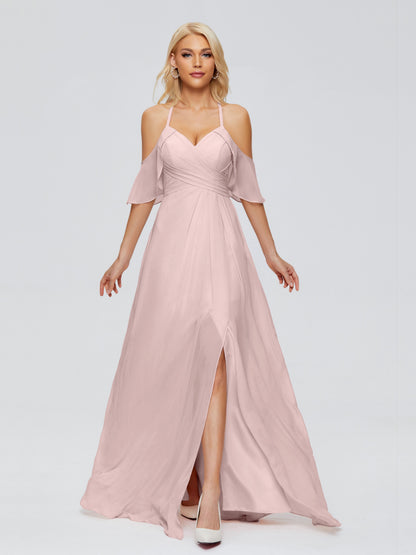 Taylor Off The Shoulder Split Chiffon Bridesmaid Dresses