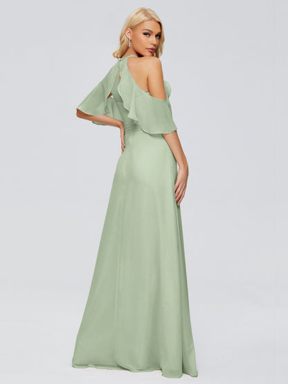 Taylor Off The Shoulder Split Chiffon Bridesmaid Dresses