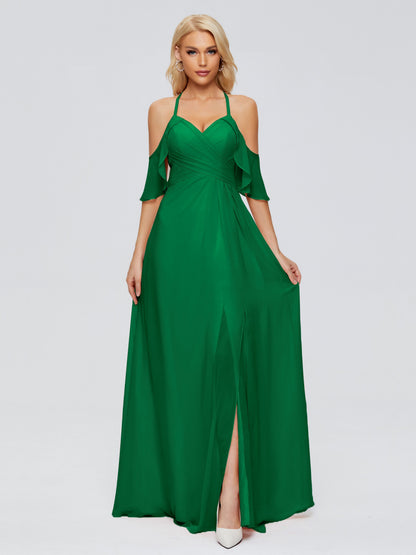 Taylor Off The Shoulder Split Chiffon Bridesmaid Dresses