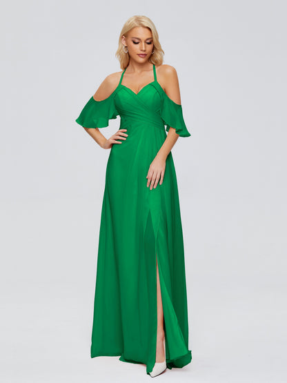 Taylor Off The Shoulder Split Chiffon Bridesmaid Dresses