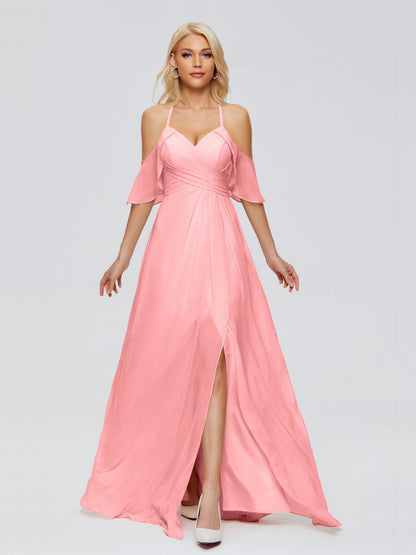 Taylor Off The Shoulder Split Chiffon Bridesmaid Dresses