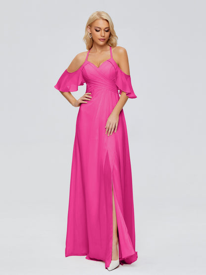 Taylor Off The Shoulder Split Chiffon Bridesmaid Dresses