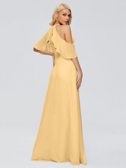Taylor Off The Shoulder Split Chiffon Bridesmaid Dresses