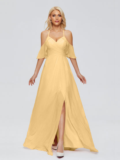 Taylor Off The Shoulder Split Chiffon Bridesmaid Dresses