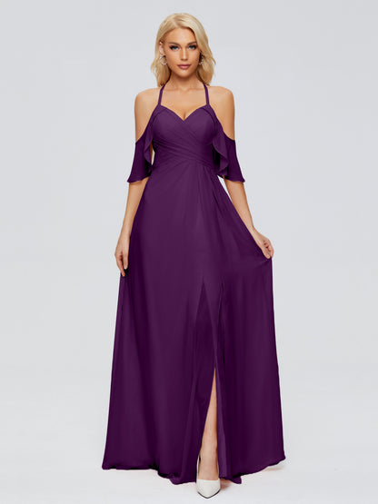 Taylor Off The Shoulder Split Chiffon Bridesmaid Dresses
