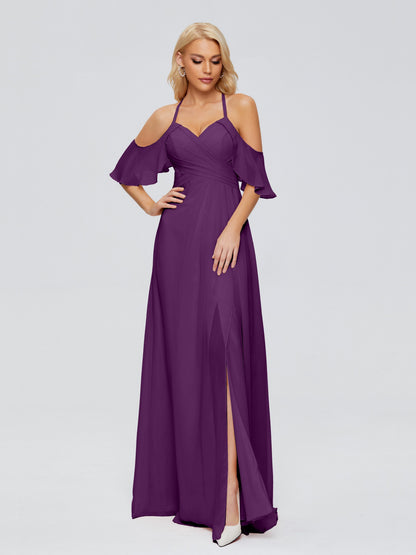 Taylor Off The Shoulder Split Chiffon Bridesmaid Dresses