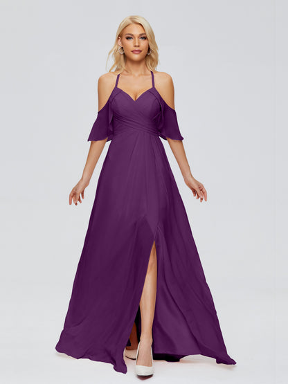 Taylor Off The Shoulder Split Chiffon Bridesmaid Dresses