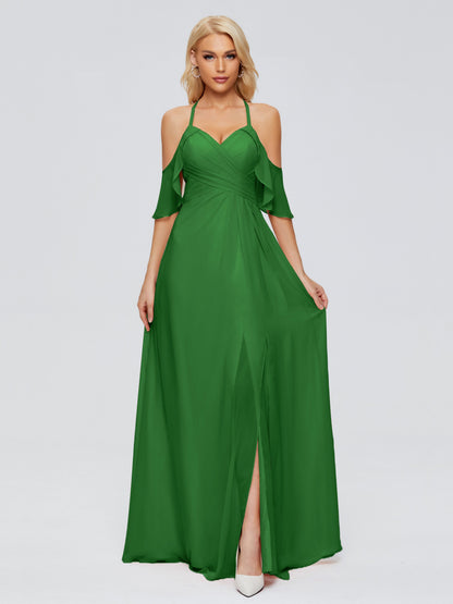 Taylor Off The Shoulder Split Chiffon Bridesmaid Dresses