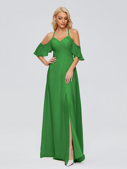 Taylor Off The Shoulder Split Chiffon Bridesmaid Dresses