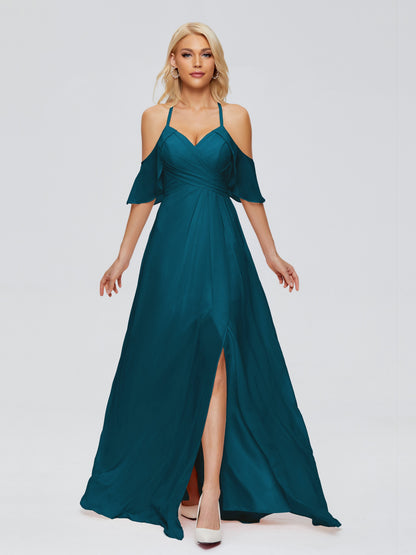 Taylor Off The Shoulder Split Chiffon Bridesmaid Dresses
