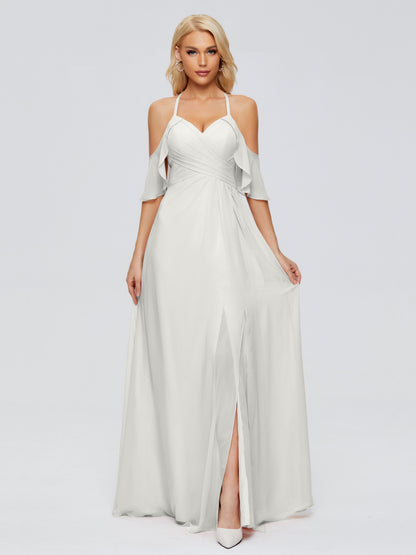 Taylor Off The Shoulder Split Chiffon Bridesmaid Dresses