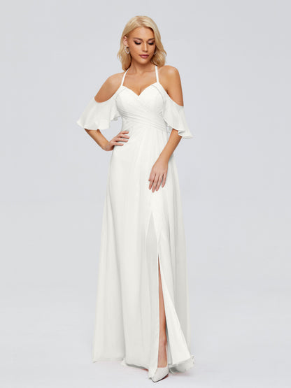 Taylor Off The Shoulder Split Chiffon Bridesmaid Dresses